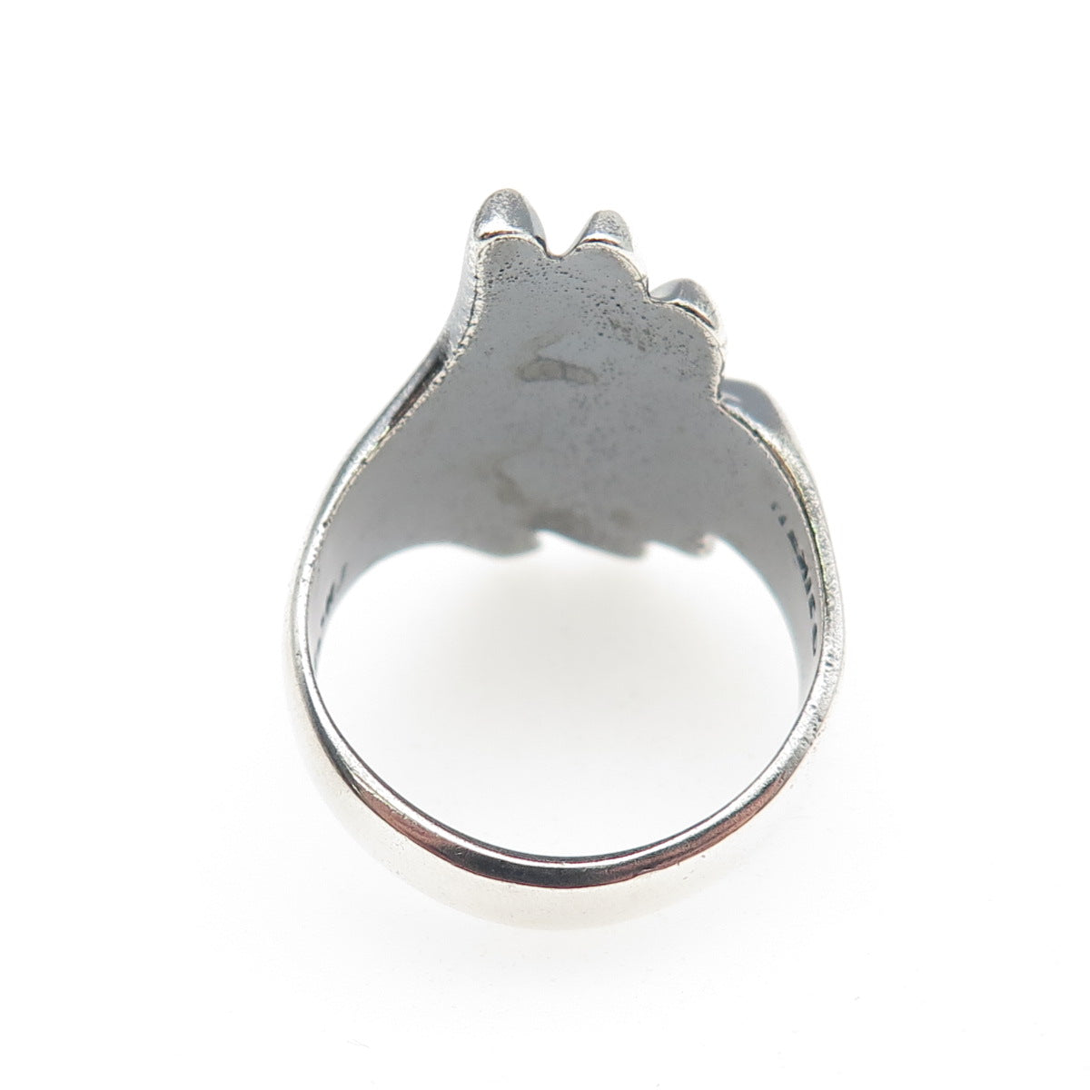 925 Sterling Silver Vintage Mexico Modernist Wing Oxidized Ring Size 9.25