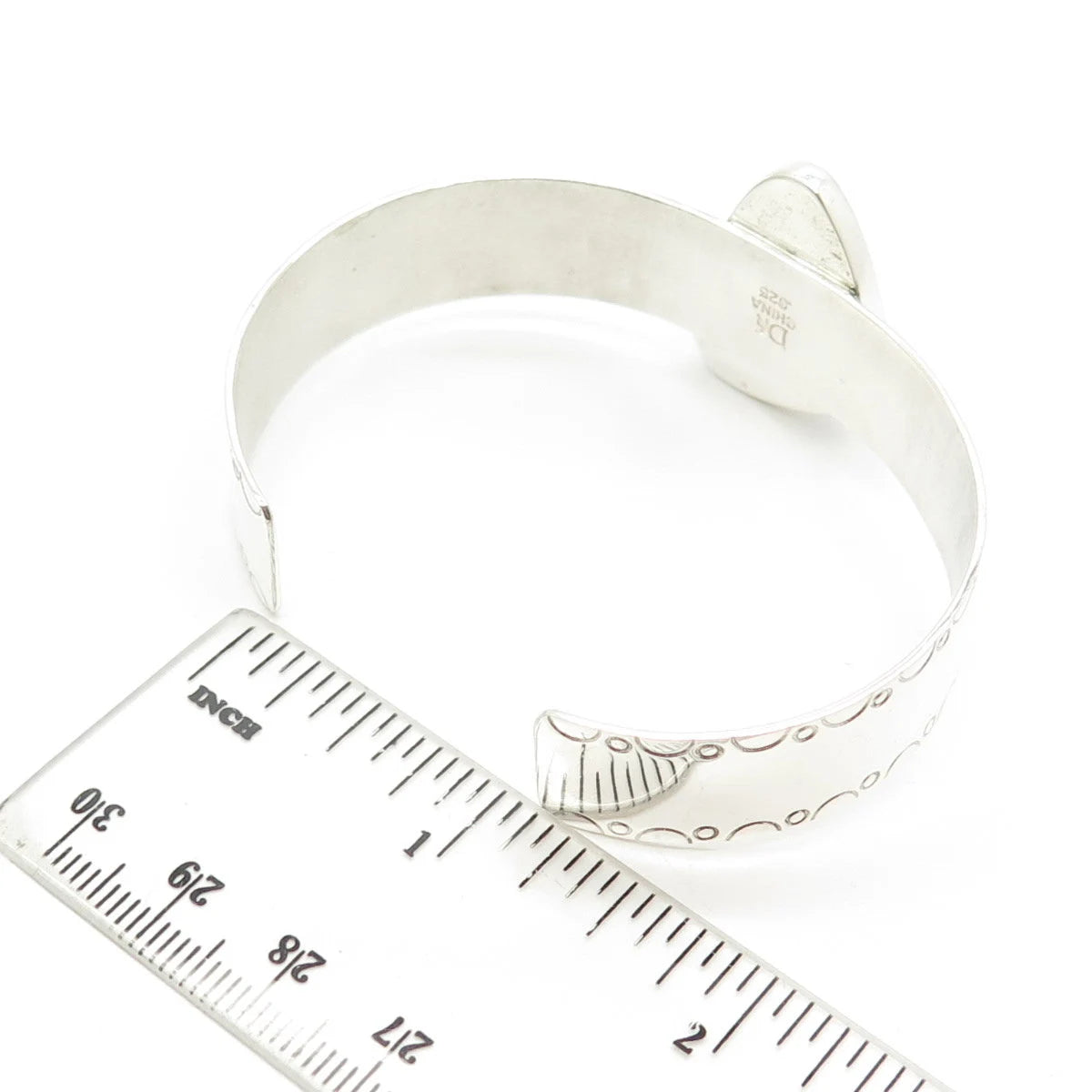 925 Sterling Silver Vintage Jay King Desert Rose Fossil Tribal Cuff Bracelet 7"
