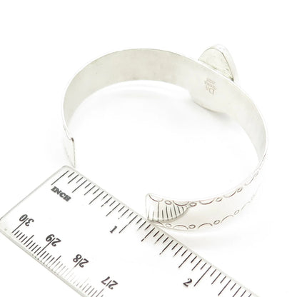 925 Sterling Silver Vintage Jay King Desert Rose Fossil Tribal Cuff Bracelet 7"