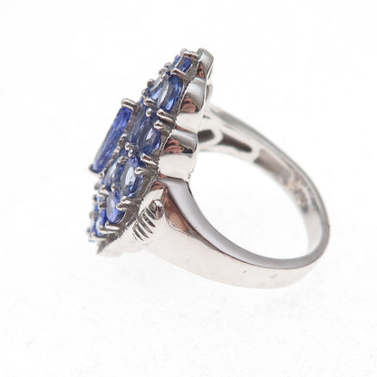 Chuck Clemency 925 Sterling Silver Real Multi-Cut Tanzanite Ring Size 8.25