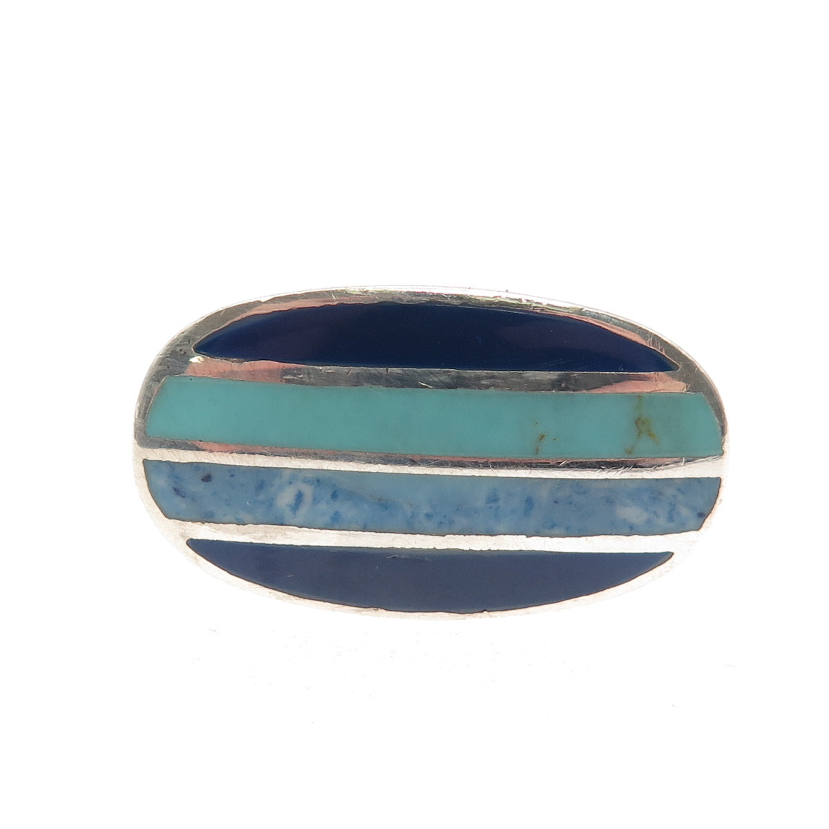 ATI Annika Witt Sterling Silver Vintage Real Turquoise & Lapis Ring Size 7.75