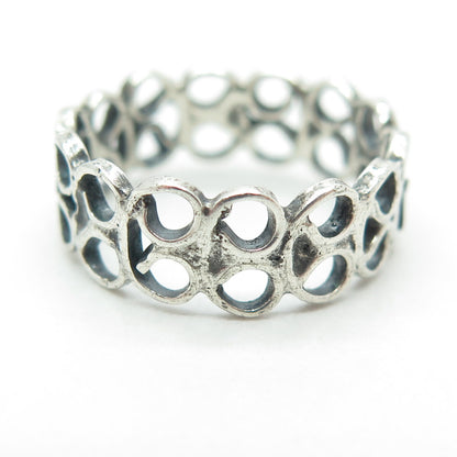 925 Sterling Silver Vintage Modernist Swirl Oxidized Ring Size 6.75