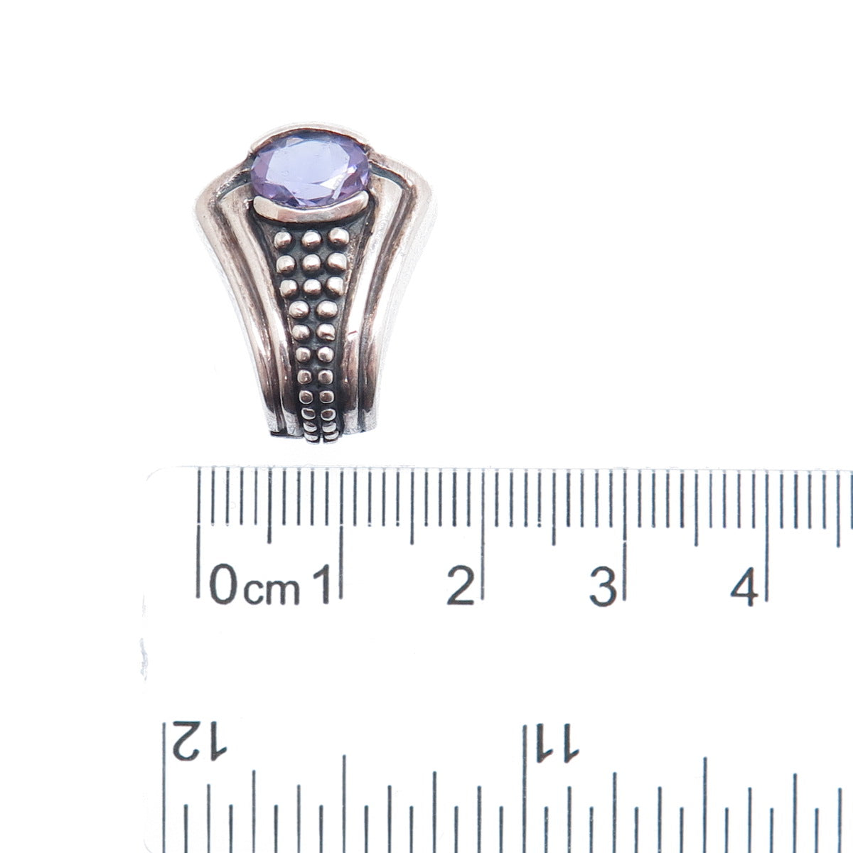 CHAPAL ZENRAY 925 Sterling Silver Vintage Real Amethyst Modernist Mini Pendant