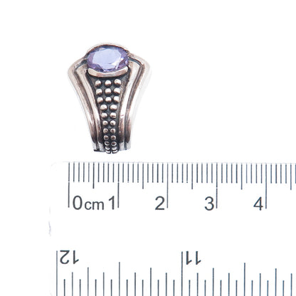 CHAPAL ZENRAY 925 Sterling Silver Vintage Real Amethyst Modernist Mini Pendant