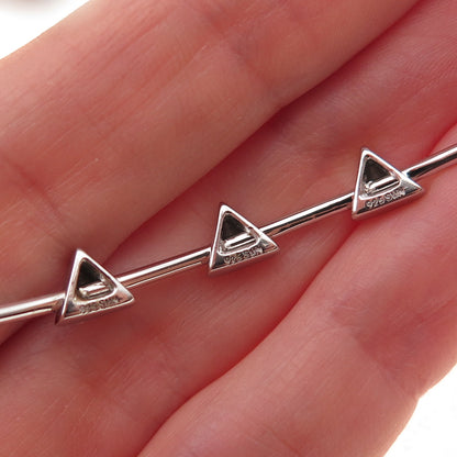 Sun 925 Sterling Silver Vintage Triangle Adjustable Cuff Bracelet 6.5"