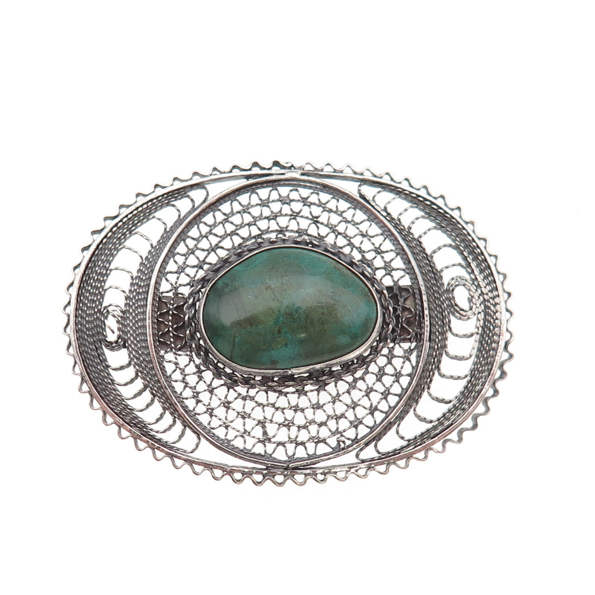 935 Silver Vintage Israel Real Eilat Modernist Filigree Oxidized Pin Brooch