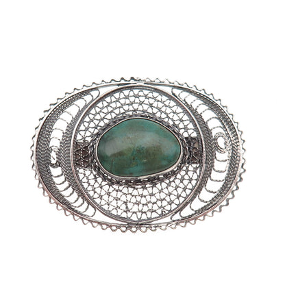 935 Silver Vintage Israel Real Eilat Modernist Filigree Oxidized Pin Brooch