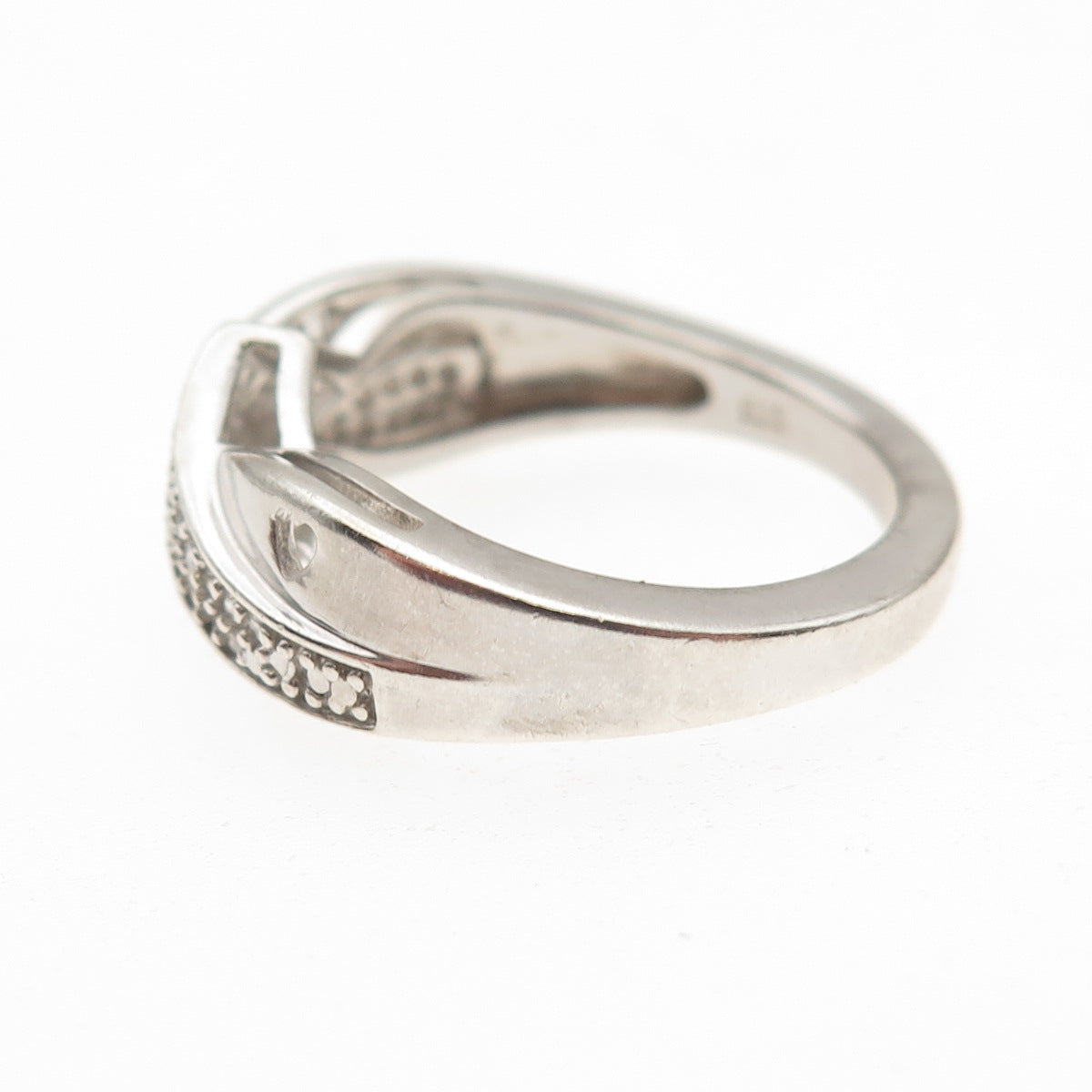 HN Heng Ngai 925 Sterling Silver Real Round-Cut Diamond Mom Heart Ring Size 7