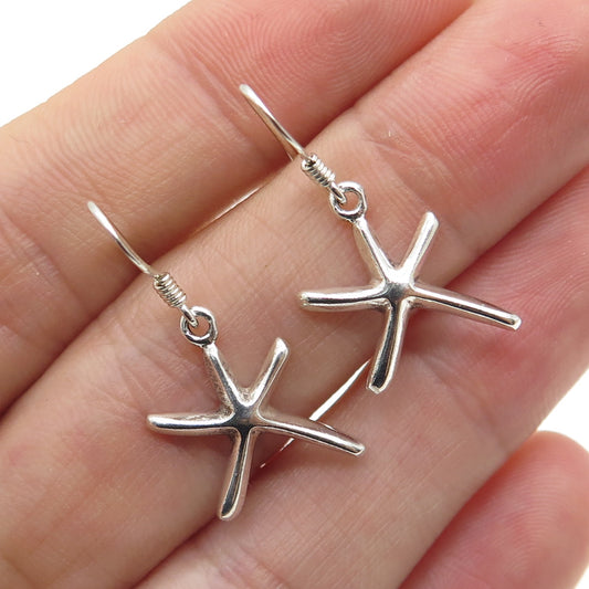 BELLA 925 Sterling Silver Vintage Starfish Dangle Hook Earrings