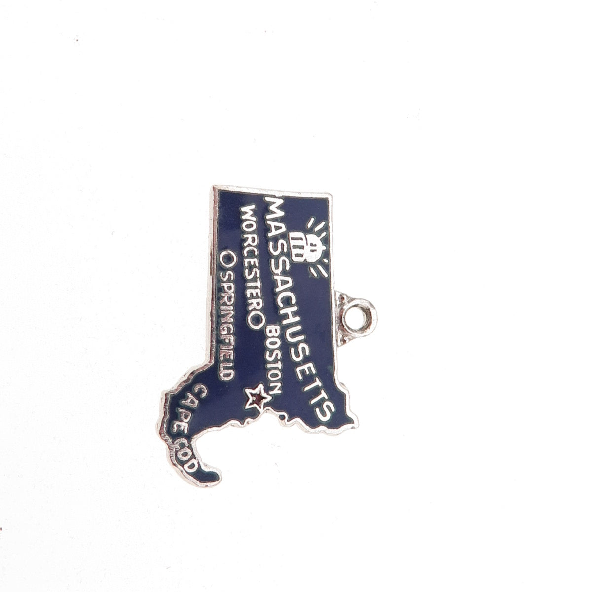 Art's Elegance 925 Sterling Silver Vintage Enamel Massachusetts Charm Pendant