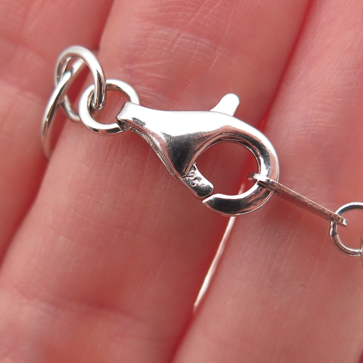 925 Sterling Silver Multi-Circle Chain Necklace 18"