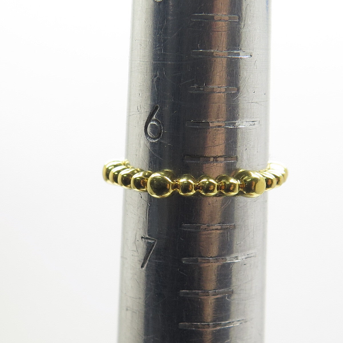 925 Sterling Silver Gold Plated Beaded Band Ring Size 6.5