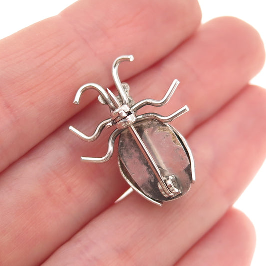 Old Pawn 925 Sterling Silver Vintage Southwestern Turquoise Beetle Pin Brooch