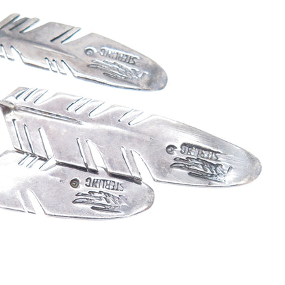 RAY TRACEY & KNIFEWING SEGURA Old Pawn Sterling Silver Feather Tribal Earrings