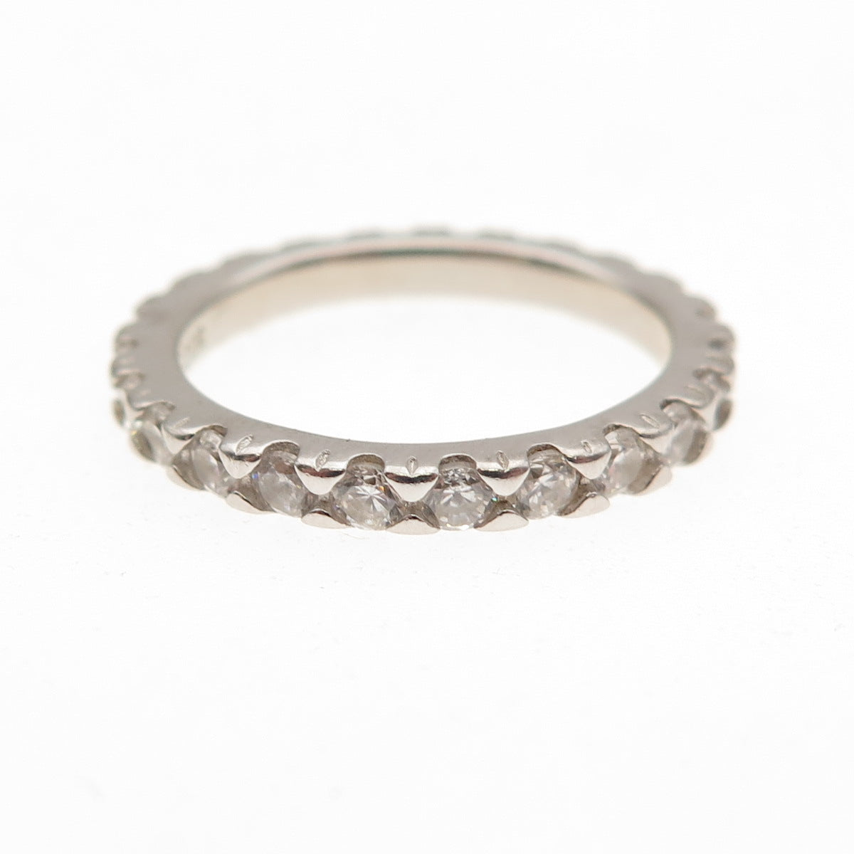 925 Sterling Silver Round-Cut C Z Eternity Band Ring Size 7.25