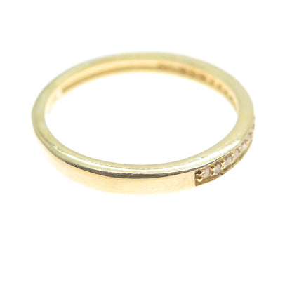 925 Sterling Silver Gold Plated Real Round-Cut Diamond Eternity Ring Size 6.75