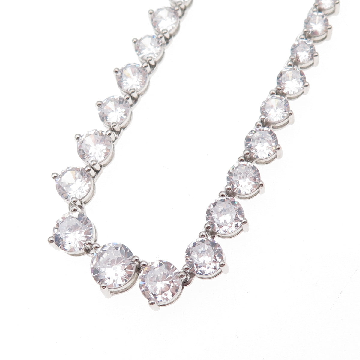 Dee Berkle 925 Sterling Silver Round-Cut C Z Graduated Tennis Chain Necklace 20"