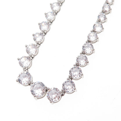 Dee Berkle 925 Sterling Silver Round-Cut C Z Graduated Tennis Chain Necklace 20"