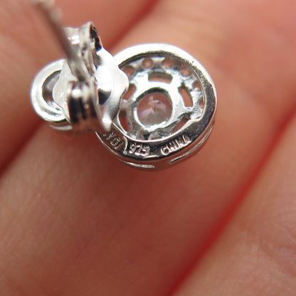 925 Sterling Silver Round-Cut C Z Snowman Stud Earrings