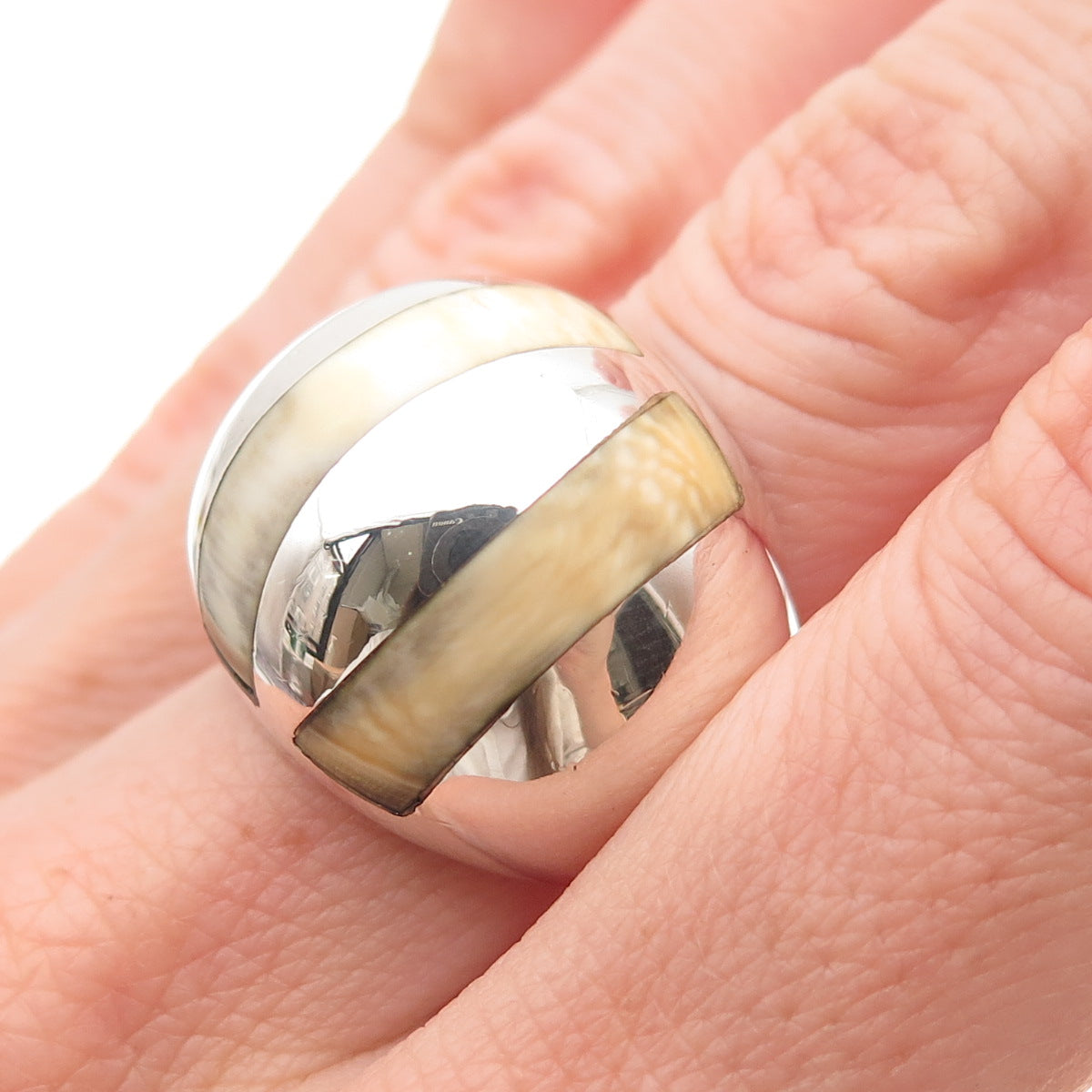 Joachim S'Paliu 925 Sterling Silver Vintage Spain Modernist Dome Ring Size 7