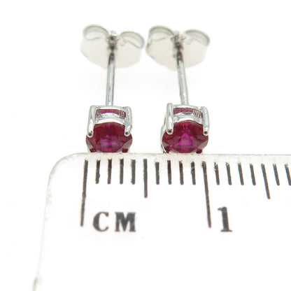 925 Sterling Silver Lab-Created Ruby Stud Earrings