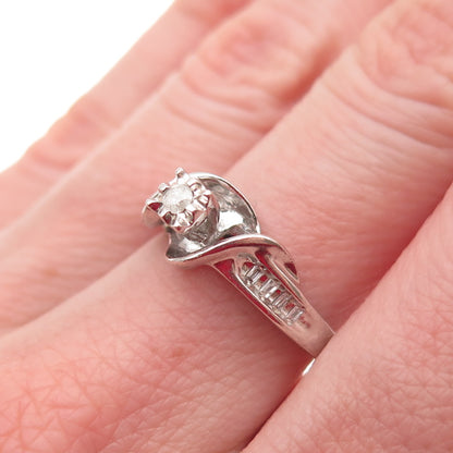 925 Sterling Silver Real Diamond Engagement Ring Size 7