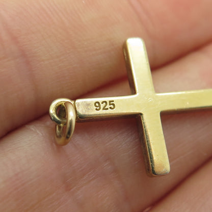 925 Sterling Silver Gold Plated Cross Charm Pendant