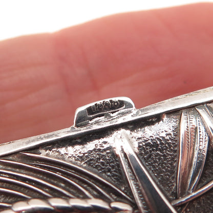 84 Silver Antique 1848 European Barley Plant Repousse Oxidized Pill / Snuff Box