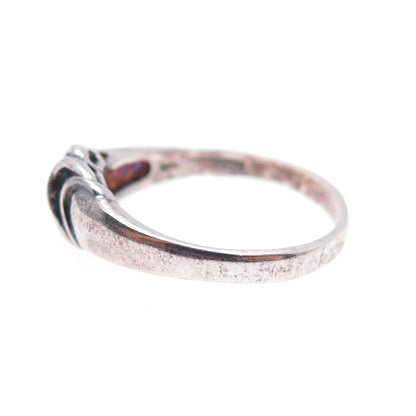 CLEOPATRE 925 Sterling Silver Vintage Modernist Oxidized Ring Size 9.25