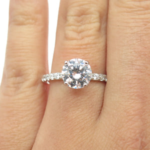 HAN 925 Sterling Silver Round-Cut Shaped C Z Engagement Ring Size 7