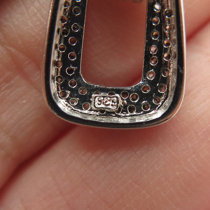 925 Sterling Silver Italy Round & Emerald-Cut C Z Rolo Chain Necklace 18"