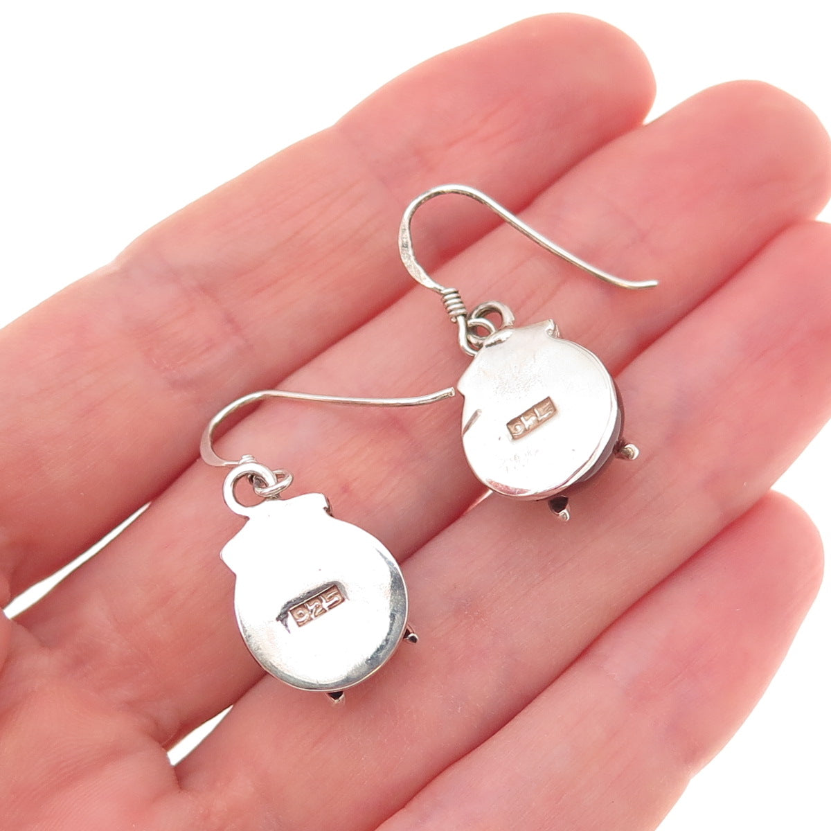 925 Sterling Silver Vintage Real Carnelian Modernist X-Shape Dangle Earrings