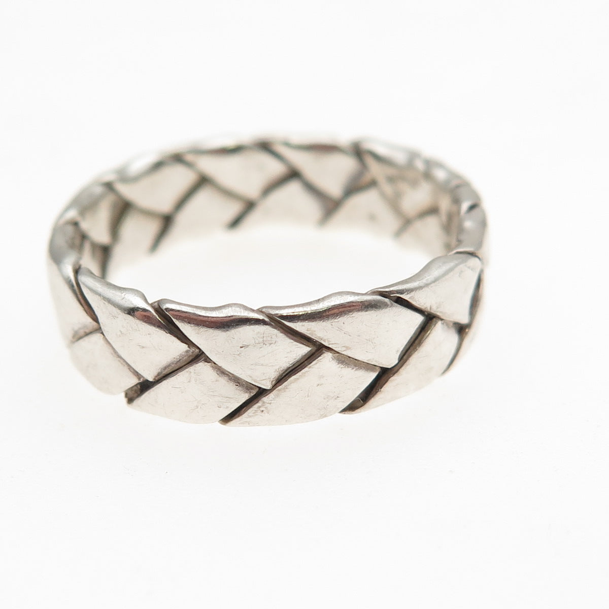 925 Sterling Silver Vintage Woven Oxidized Band Ring Size 8.5