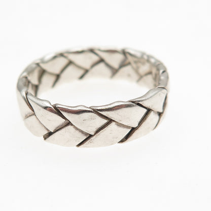 925 Sterling Silver Vintage Woven Oxidized Band Ring Size 8.5