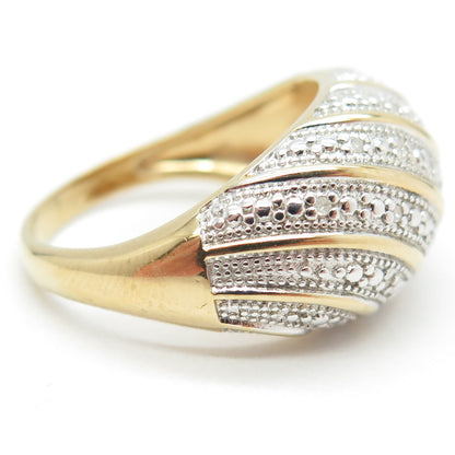 925 Sterling Silver Gold Plated Real Round-Cut Diamond Ring Size 10