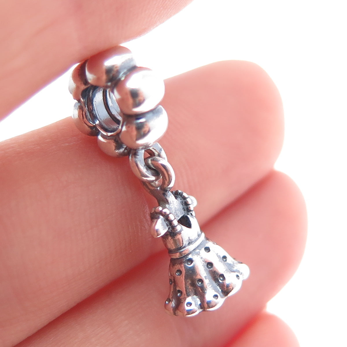 PANDORA 925 Sterling Silver Party Girl Dress Dangle Slide Charm
