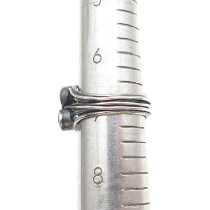 925 Sterling Silver Vintage Real Amethyst Modernist Oxidized Ring Size 7