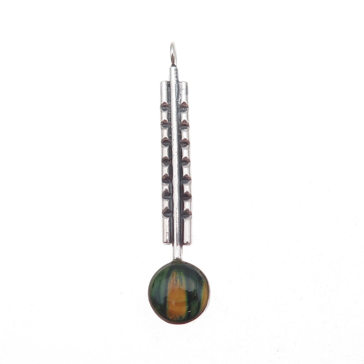 925 Sterling Silver Vintage Enamel Modernist Oxidized Pendant