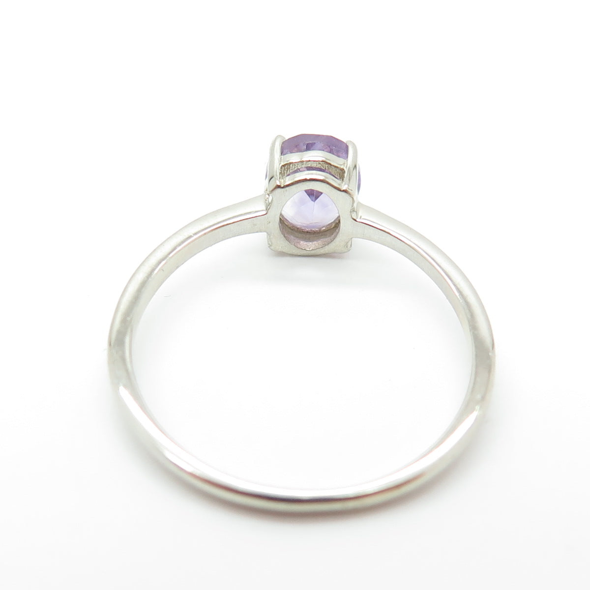 DAZZLERS 925 Sterling Silver Real Oval-Cut Amethyst Ring Size 9