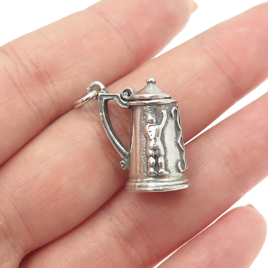 925 Sterling Silver Antique Art Deco Beer Stein Locket Pendant