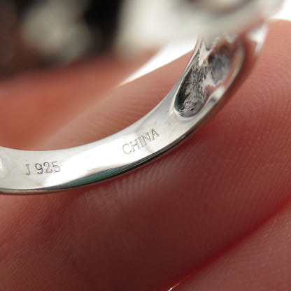 925 Sterling Silver Vintage Real Aventurine Skull Oxidized Ring Size 9