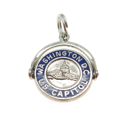 FRENCH & FRANKLIN 925 Sterling Silver Vintage Enamel Washington DC Pendant