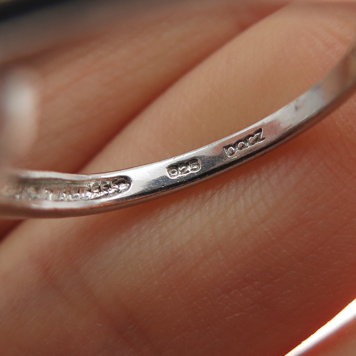 925 Sterling Silver Vintage Round & Marquise-Cut C Z Engagement Ring Size 9.25