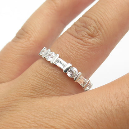 925 Sterling Silver NF Chapal-Zenray C Z All Around Eternity Band Ring Size 6.25