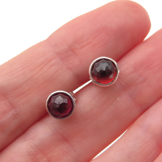 Pandora 925 Sterling Silver Real Red Garnet January Birthstone Stud Earrings