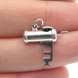 CARL ART Sterling Silver Antique Art Deco Meat Grinder Minimalist Charm Pendant