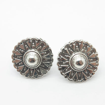 925 Sterling Silver Vintage Round Screw-Back Earrings