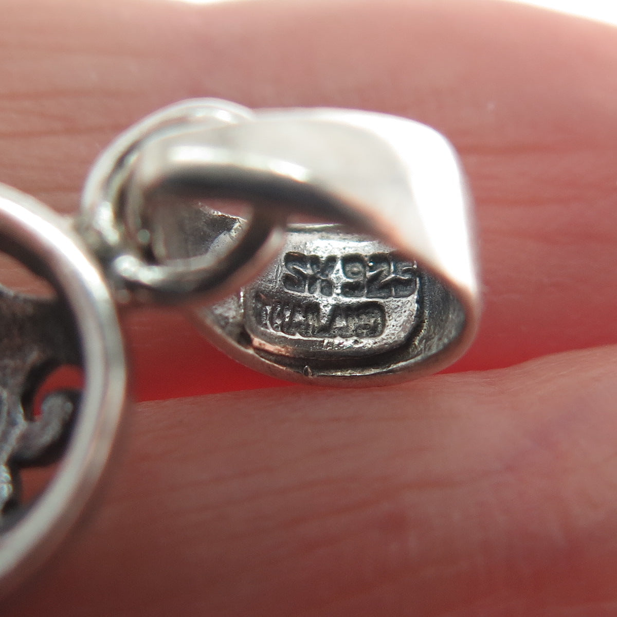 SX SALLY C 925 Sterling Silver Vintage Ornate Double Flower Pendant