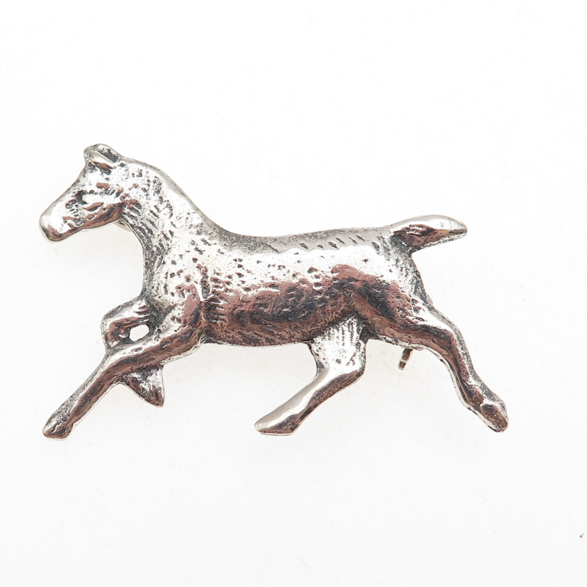 925 Sterling Silver Vintage Wild Horse Oxidized Pin Brooch