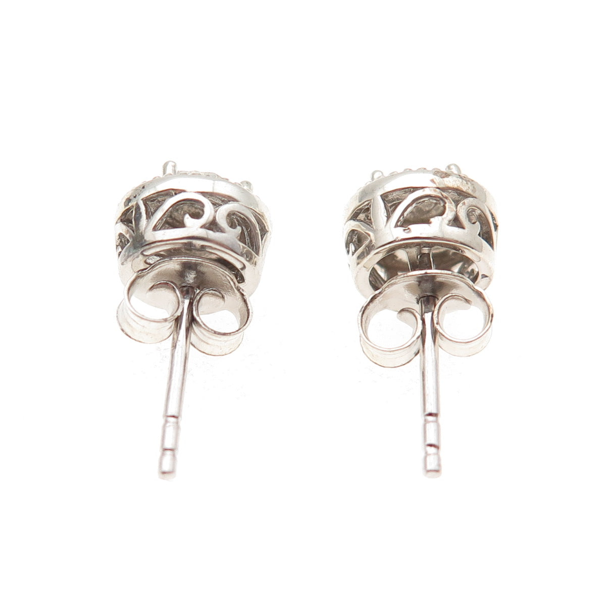 Sun 925 Sterling Silver Real Round-Cut Diamond Stud Earrings